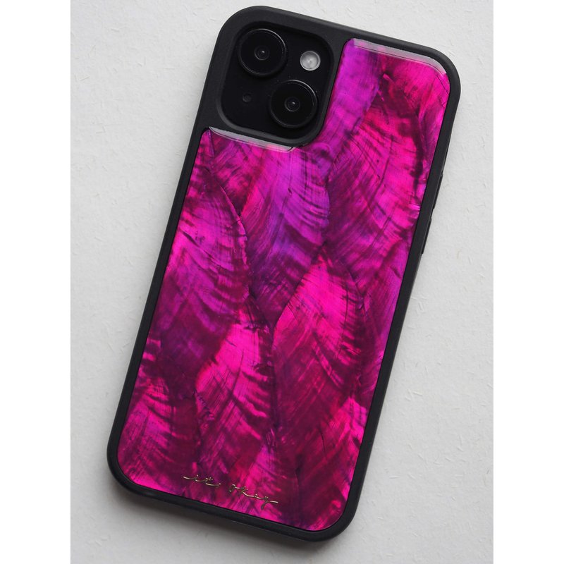 梅子色 珍珠母贝 手工手机壳 适用iPhone16,15,14,13,12,11ProMax - 手机壳/手机套 - 贝壳 紫色