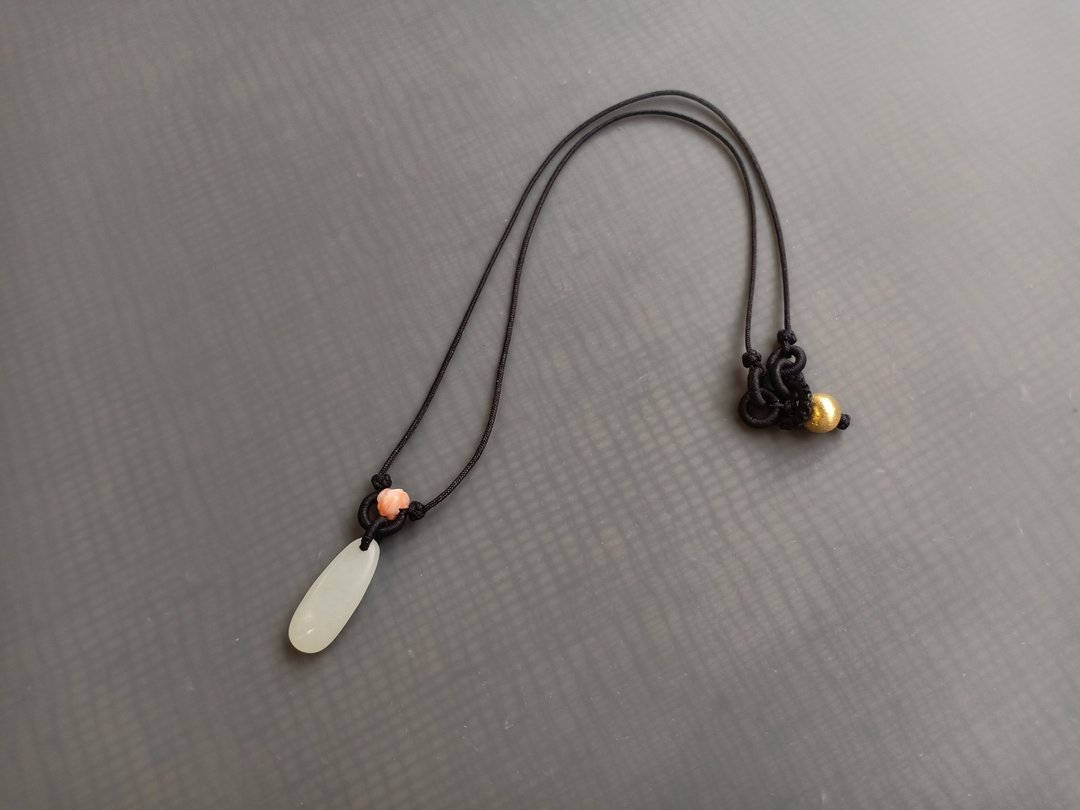 和阗玉珊瑚 手工绳结项链 – 老玉石 – 纯设计 SD-038 - 其他 - 玉石 白色