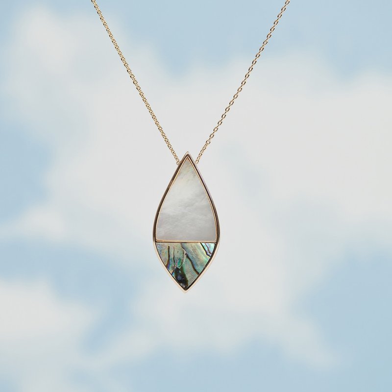 双彩杏型项链 I 珍珠母贝 鲍鱼贝 - 项链 - 贝壳 金色