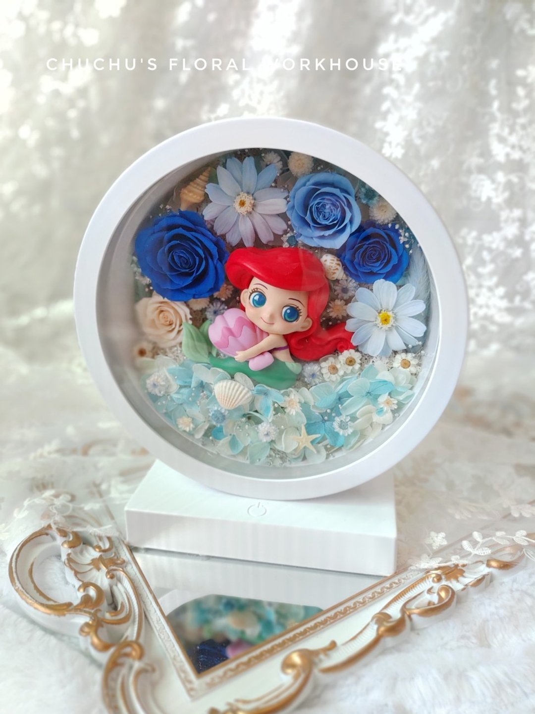 永生花 干燥花 永生花夜灯 触摸式夜灯 小美人鱼 Ariel - 干燥花/捧花 - 植物．花 