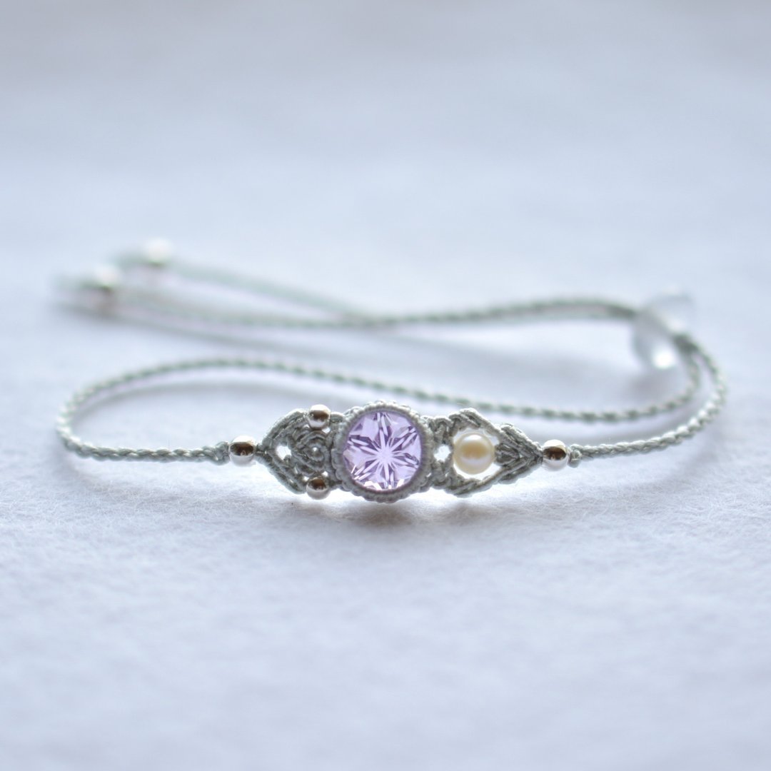 Koshu Precious Stones / Subaru / Silk Bracelet - 手链/手环 - 宝石 紫色