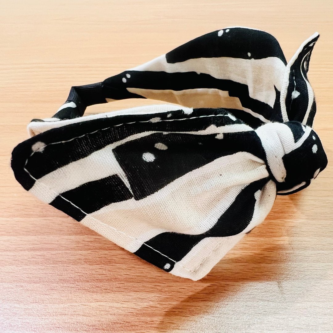MOYA 宽版手工发箍 色块点点 - 发饰 - 棉．麻 蓝色