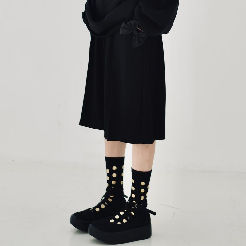 黑色蝴蝶结针织西装裤 / 短裤 五分裤 - 女装短裤 - 其他材质 黑色