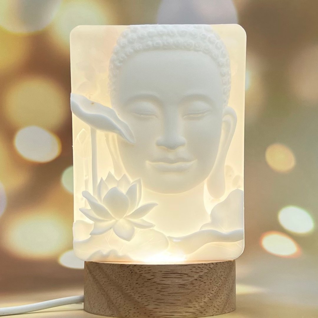 兔年行大运 佛光普照 水晶佛艺灯座 佛像摆饰(二) 开运水晶灯座 - 摆饰 - 树脂 白色