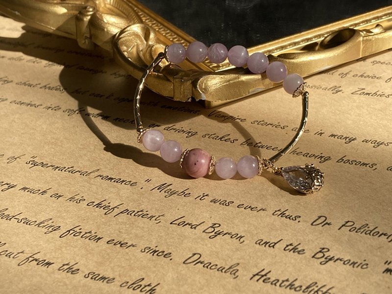 【晨曦的蔷薇。水晶手链】蔷薇辉石、紫锂辉|玫瑰石、锆石吊坠 - 手链/手环 - 其他材质 紫色