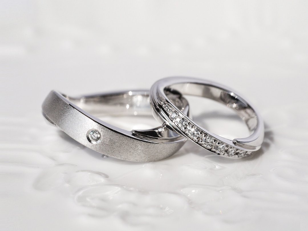 手工14K金x钻石【百搭婚戒】相遇  - 求婚.订婚.结婚对戒 - 对戒 - 贵金属 银色