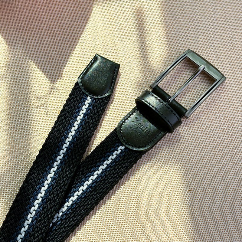 编织皮带 弹性皮带 生日礼物/旅行用品/情人节礼盒/送礼/礼盒 - 皮带/腰带 - 真皮 黑色