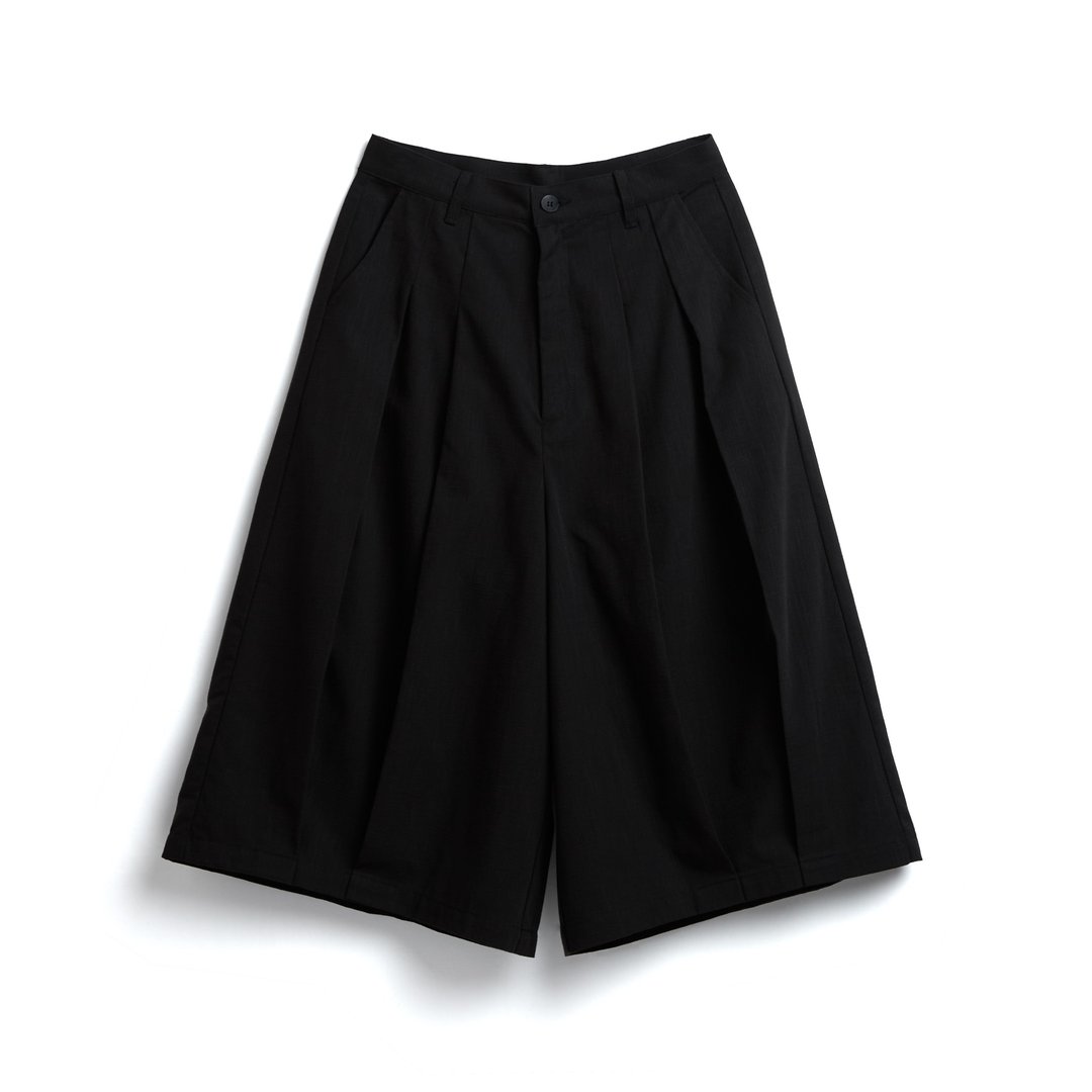 Pleated Hakama - 男士长裤 - 棉．麻 黑色