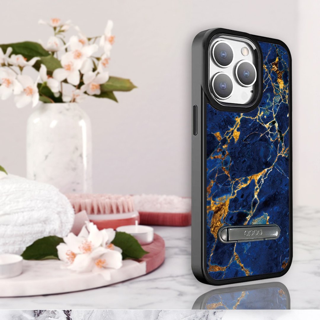 iPhone 15 14系列 军规防摔铝合金镜头框立架手机壳-大理石宝石蓝 - 手机壳/手机套 - 其他材质 多色