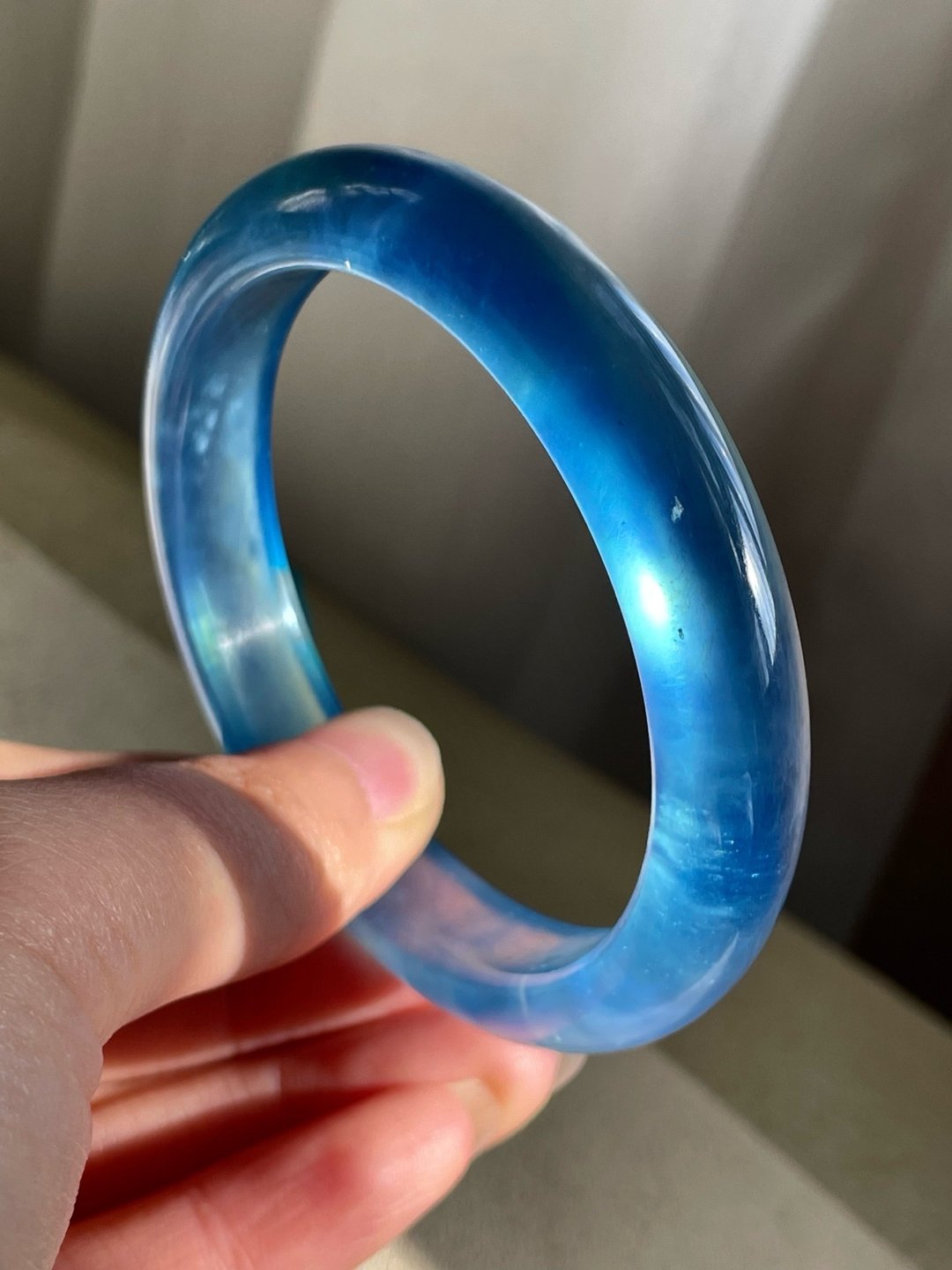 收藏级难遇的品质 天然海蓝宝手镯 魔鬼蓝 圈口58MM 晶体通透 - 手链/手环 - 玉石 