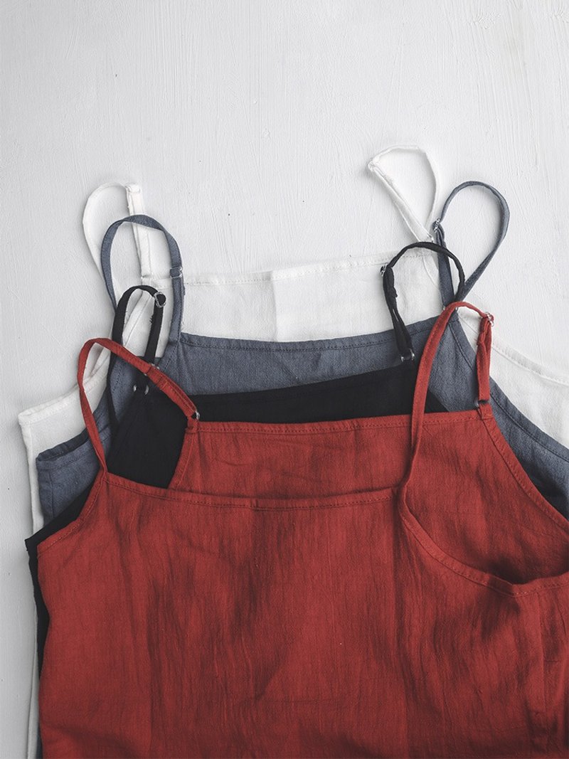 棉麻吊带女背心中长款打底夏季宽松女外穿 - 女装背心 - 棉．麻 红色