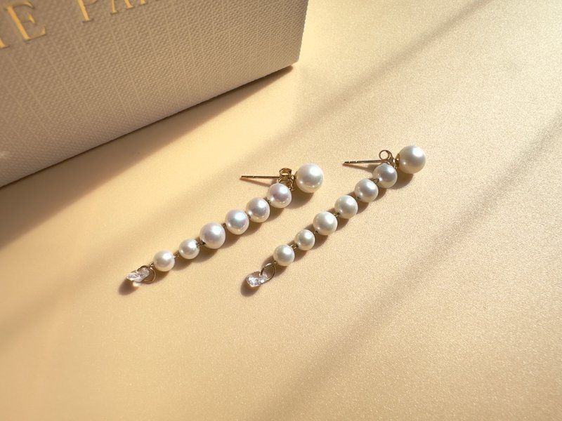 14KGF 天然淡水珍珠净白耳坠 独立原创手作 新年情人节礼物圣品 - 耳环/耳夹 - 珍珠 