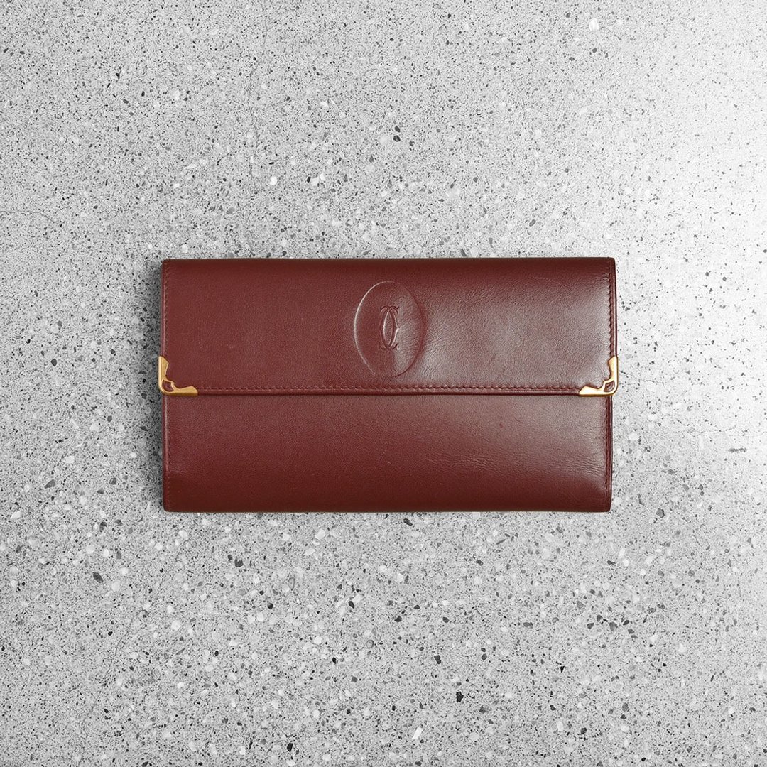 Cartier 古董长夹 / Vintage 古着 - 皮夹/钱包 - 真皮 红色