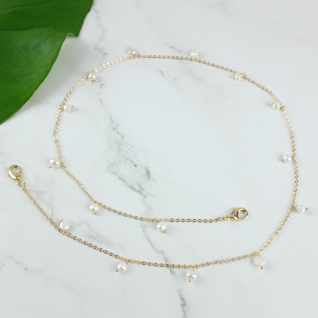 Freshwater pearl strap with chain - 项链 - 珍珠 