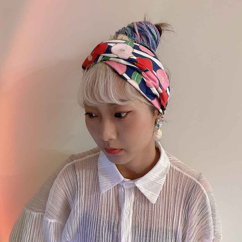 条纹桔梗宽版发带 - 发带/发箍 - 棉．麻 多色