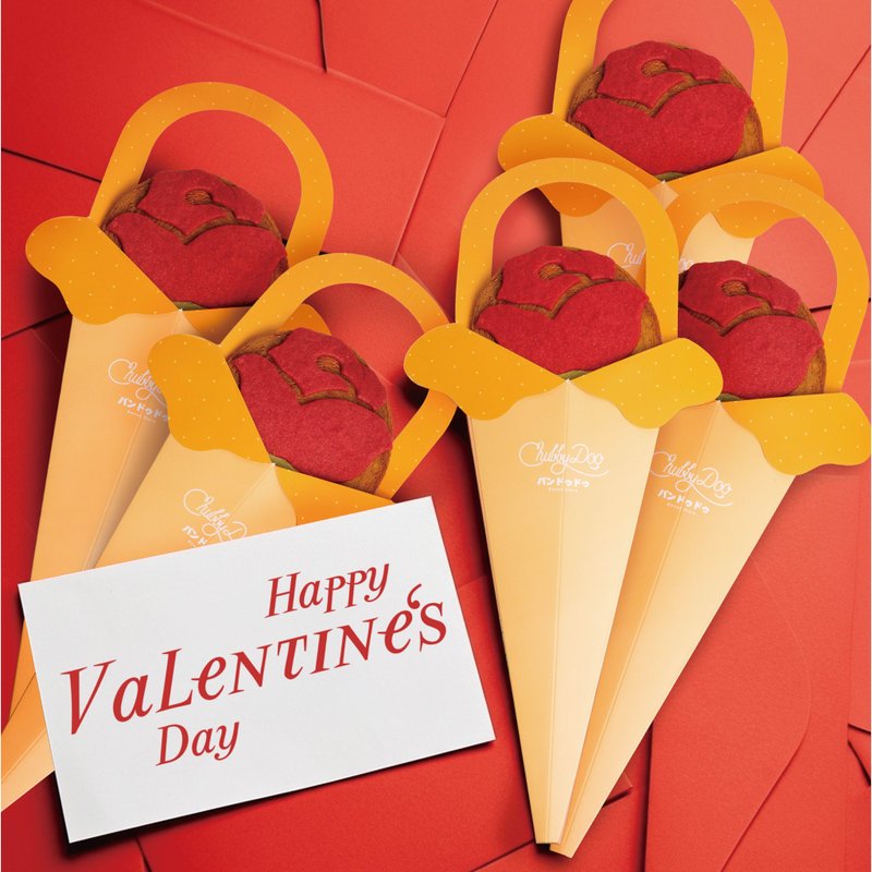 【常温】520 玫瑰莓果软饼干千层酥花束 五束组 - 零食/点心 - 新鲜食材 红色