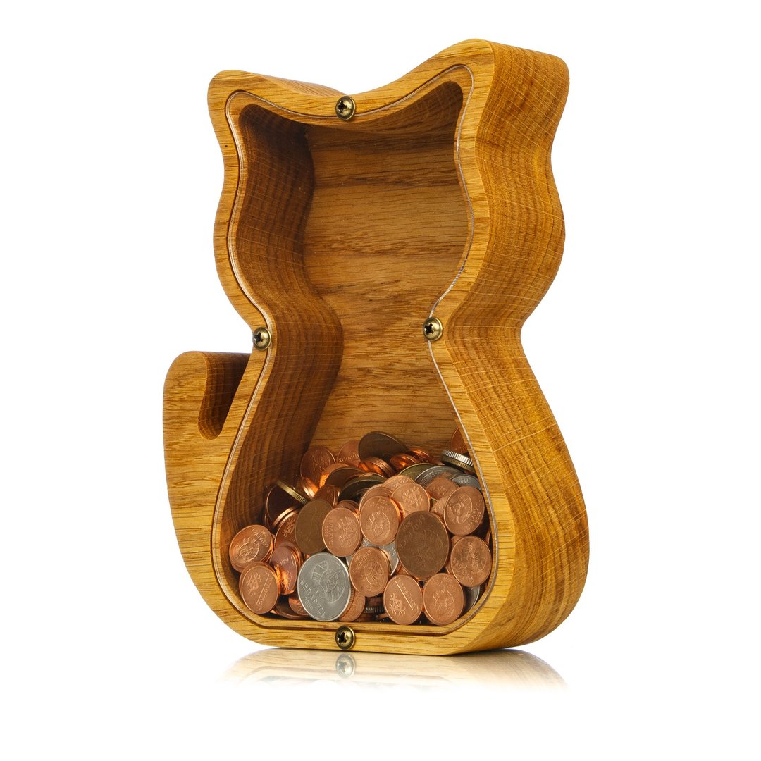 Wooden CAT piggy bank Kitten figurines Personalized cat Montessori Waldorf kids - 储蓄罐 - 木头 