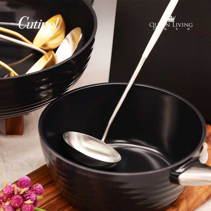 葡萄牙Cutipol GOA系列白柄29.5cm大汤杓 - 餐刀/叉/匙组合 - 不锈钢 白色