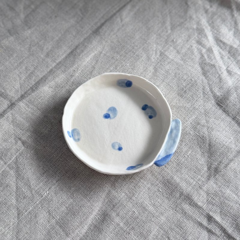 手作蓝色浅碟/未完成之岛-初岸 - 浅碟/小碟子 - 陶 