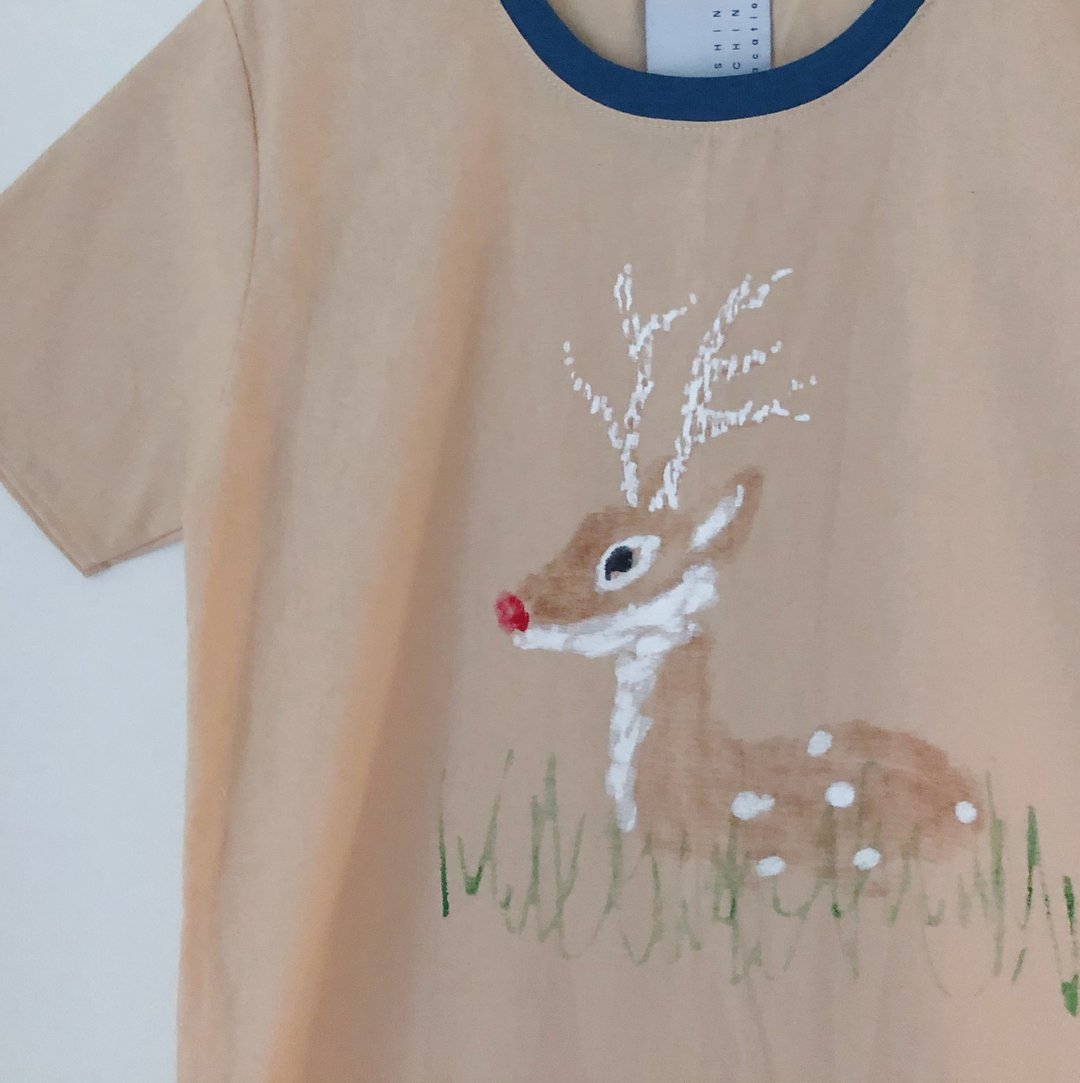 Reindeer /Cotton Linen // Short sleeve Top - 女装上衣 - 棉．麻 蓝色