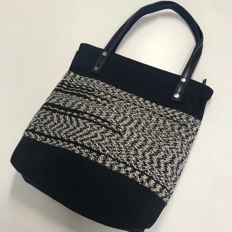 手工织布文件袋/肩背包/tote bag - 侧背包/斜挎包 - 棉．麻 黑色