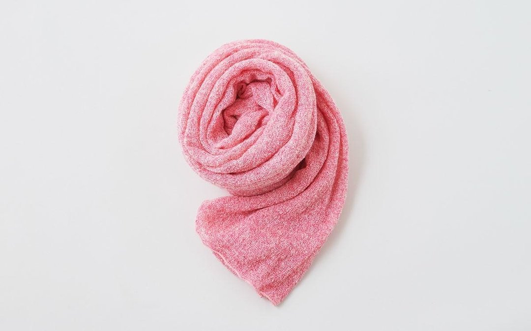 Mohair Linen knit stole pink - 丝巾 - 棉 粉红色