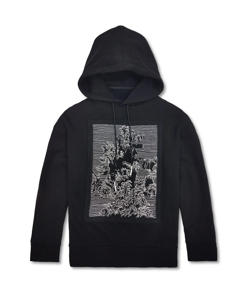 故宫联名系列 早春图连帽上衣 - 中性连帽卫衣/T 恤 - 聚酯纤维 黑色