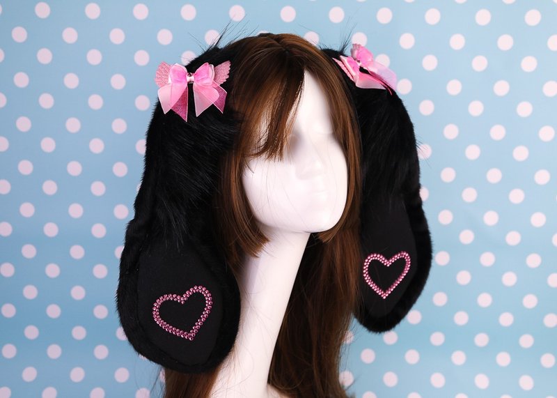 Black Heart Lop Bunny - 发饰 - 其他材质 黑色
