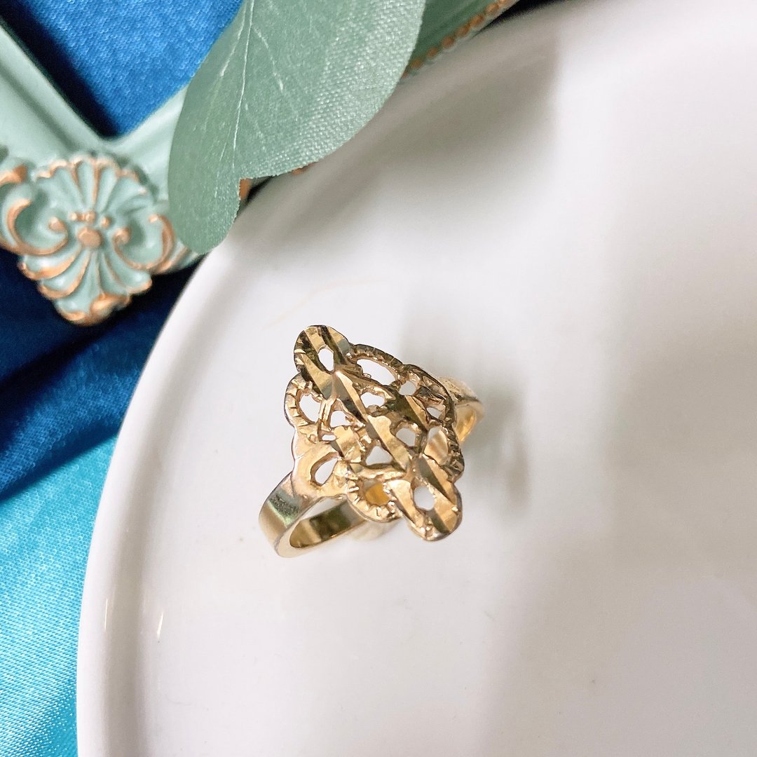 【西洋古董饰品】美有机自然风不规则雕花 纹理波纹感 戒指 - 戒指 - 贵金属 金色