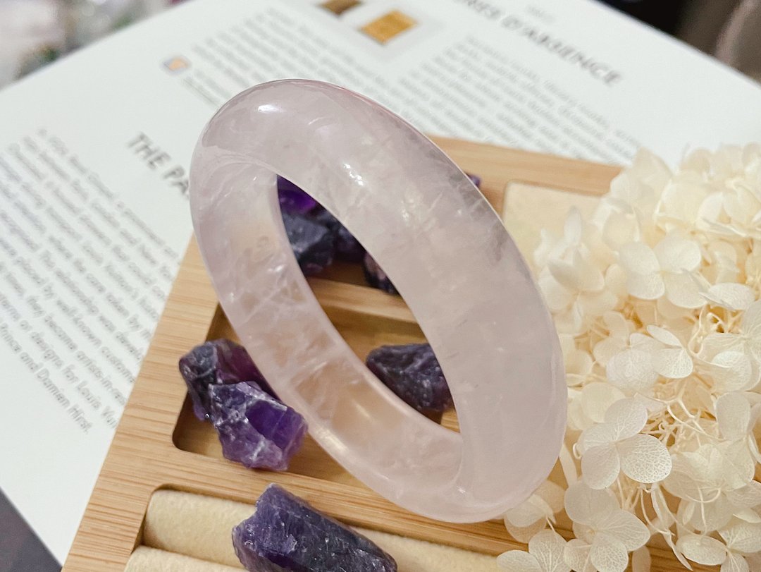 天然粉晶 手镯 水晶镯 - 手链/手环 - 玉石 粉红色