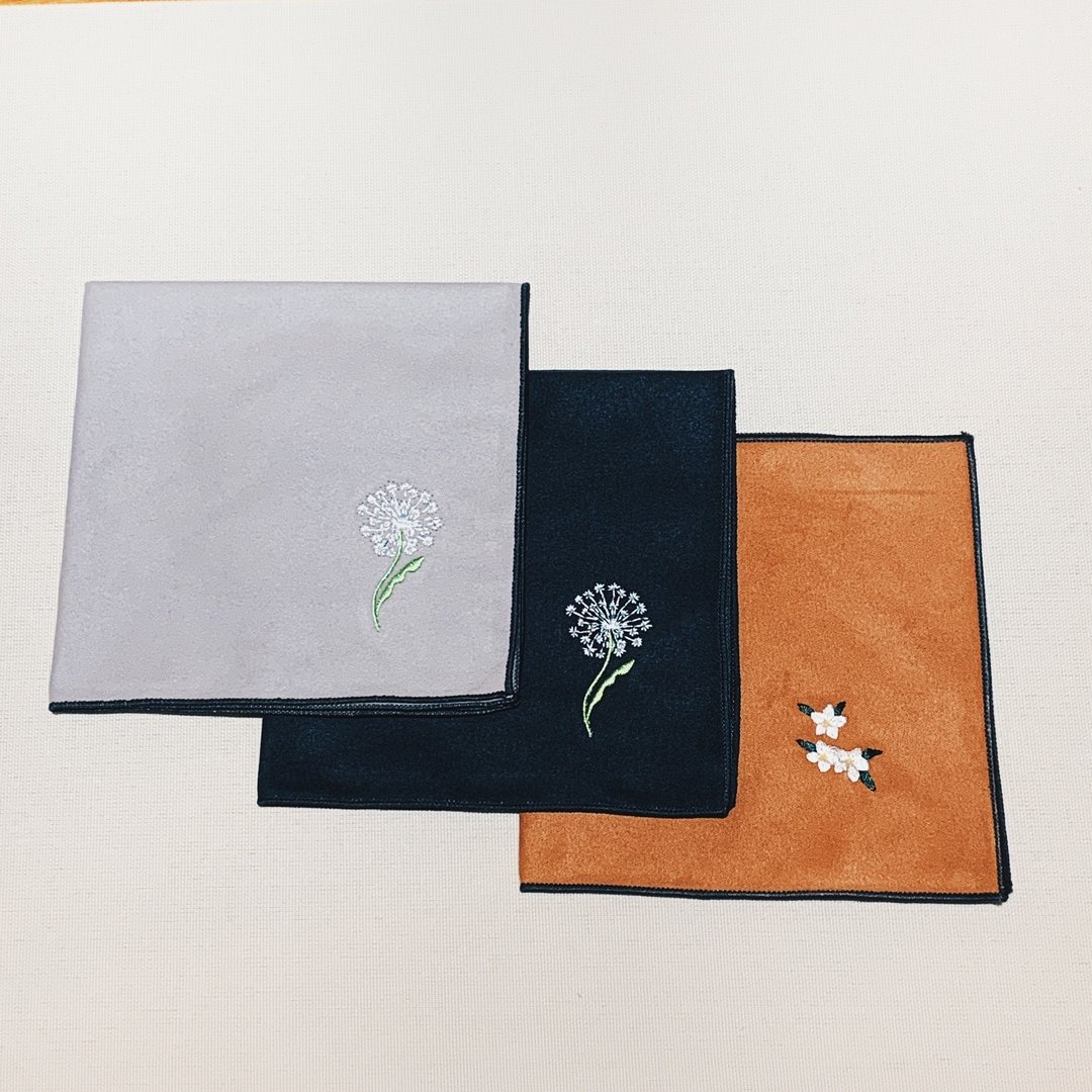 刺绣包边茶巾 蒲公英/白花 - 茶具/茶杯 - 聚酯纤维 