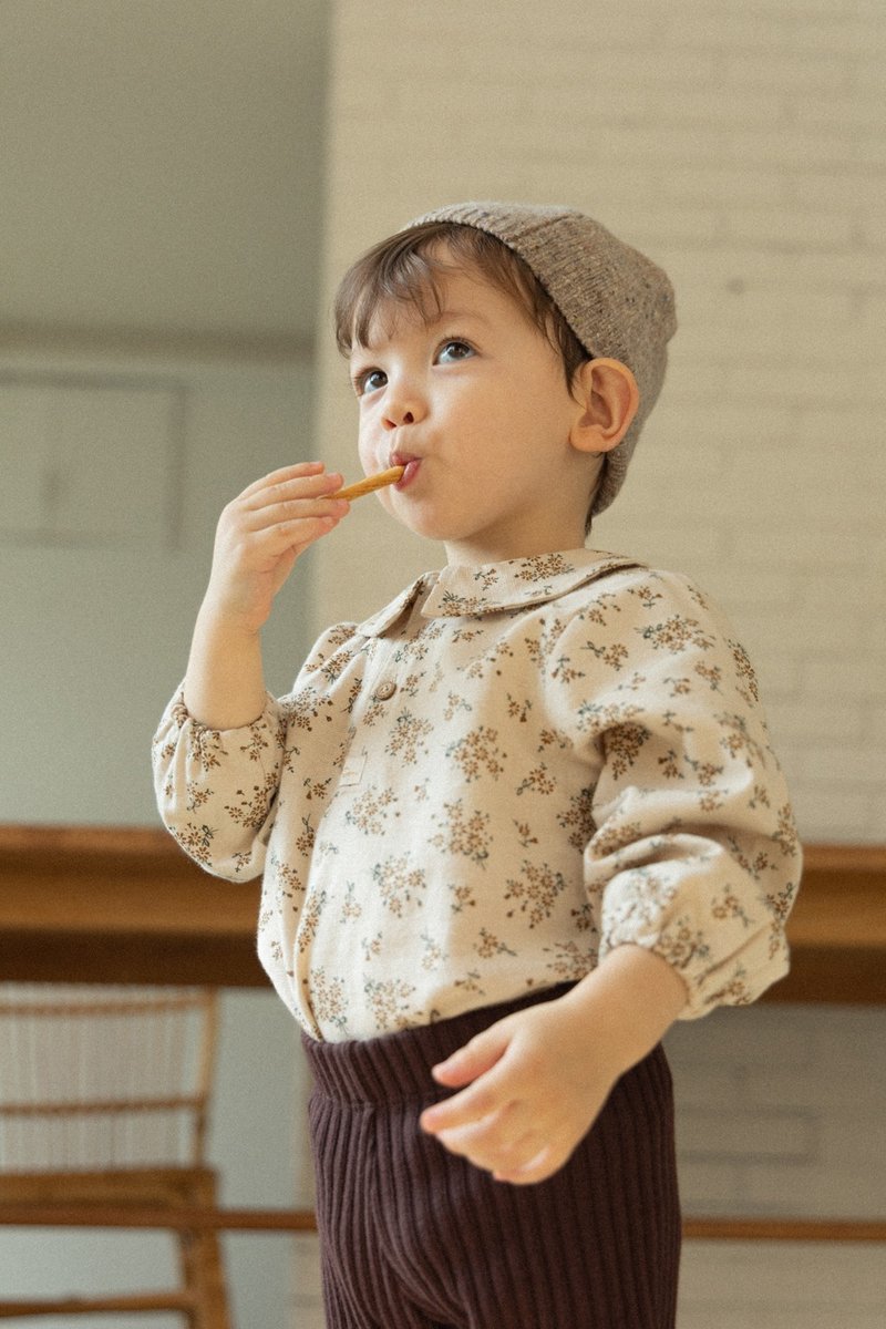 秋花衬衫 - 童装礼服/连衣裙 - 棉．麻 金色