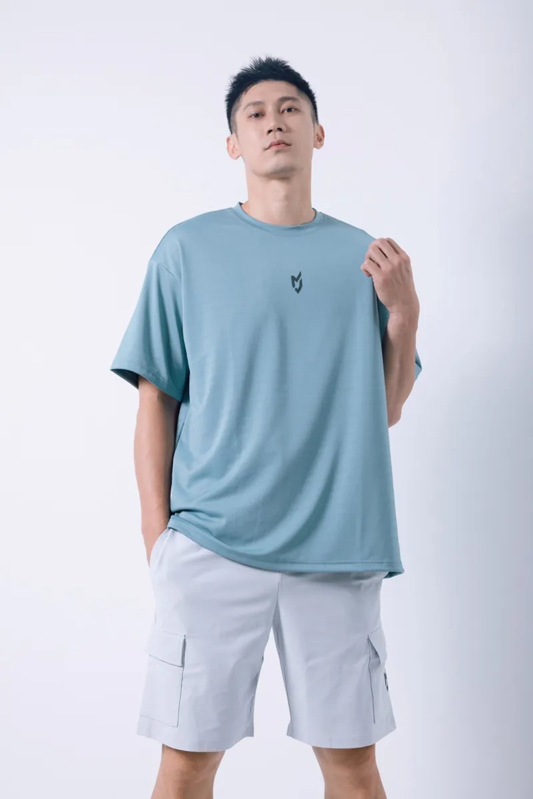 MotionJet Collection  MJC 单向导湿OVERSIZE运动短袖 灰蓝 - 男装运动衣 - 其他材质 