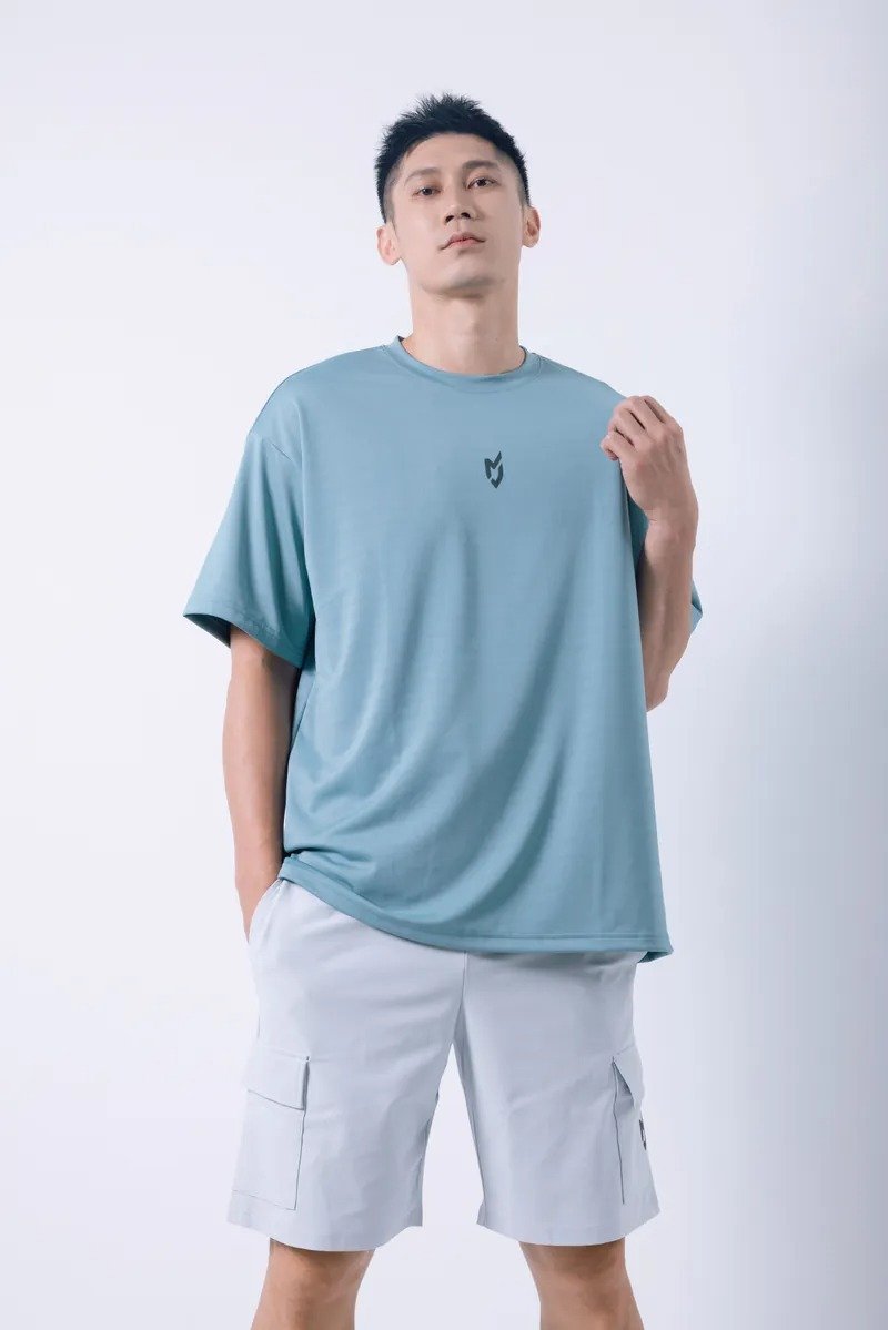 MotionJet Collection  MJC 单向导湿OVERSIZE运动短袖 灰蓝 - 男装运动衣 - 其他材质 