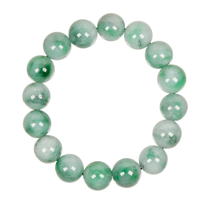 【正佳珠宝】翡翠 顶级浅飘阳绿 12.8-13.3mm 天然A货翡翠手珠 - 手链/手环 - 半宝石 多色