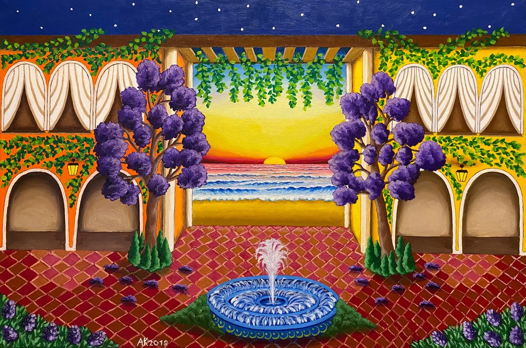早晨。日出，原创油画，油画油画，装饰风景 - 墙贴/壁贴 - 其他材质 多色