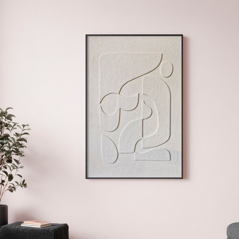 纹理墙面艺术 | 纹理白画 | 白色纹理墙面艺术 | Rye 4 - 墙贴/壁贴 - 棉．麻 白色