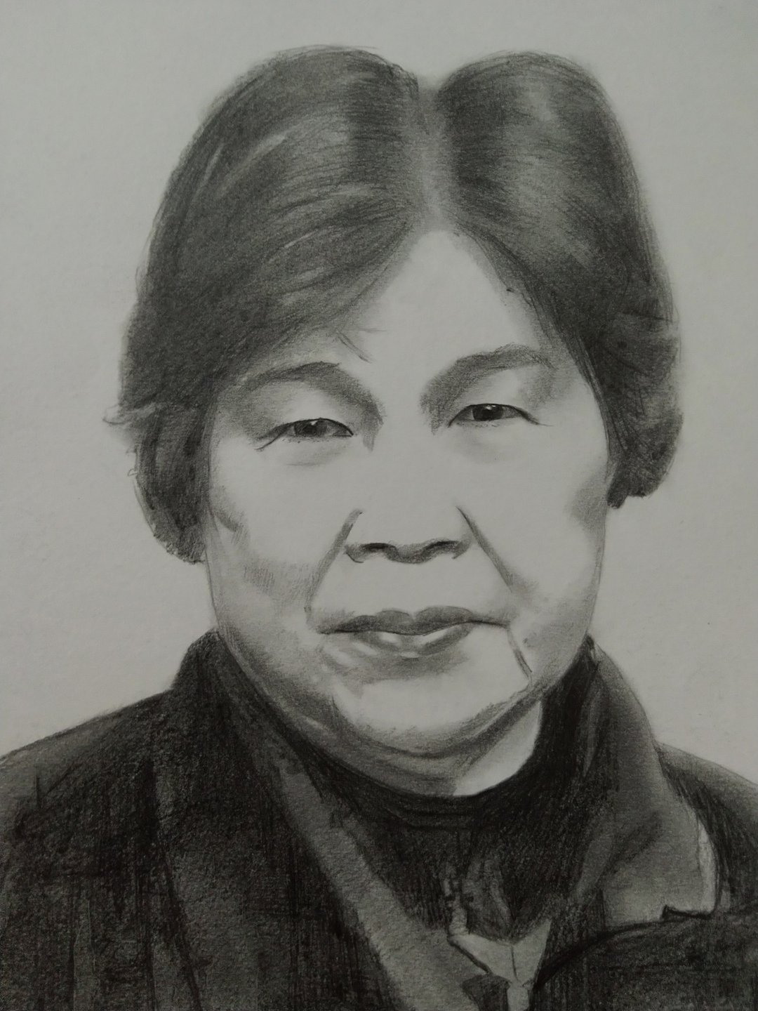 年长者半身画 / 铅笔素描 / 人像素描 / 含框 - 订制画像 - 纸 