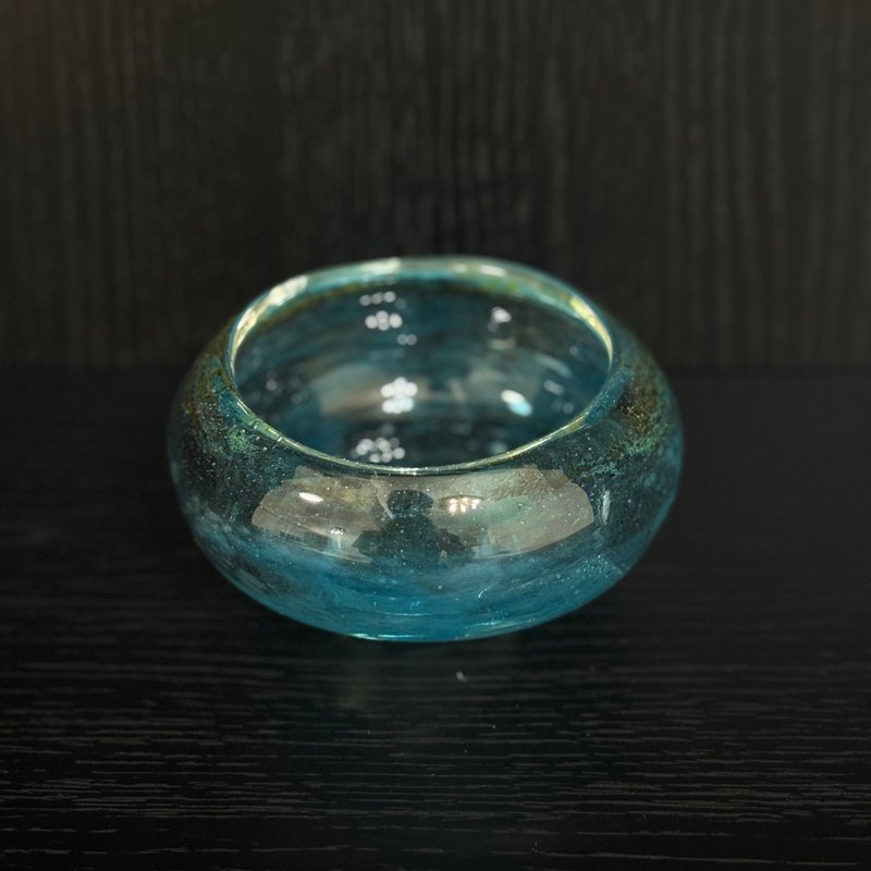 玻璃碗浅蓝紫黄六角足 - 碗 - 玻璃 