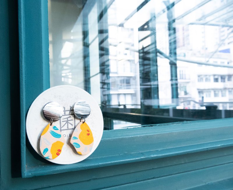 皮革耳环 | 原创彩绘系列 | MIRROR II - 耳环/耳夹 - 真皮 