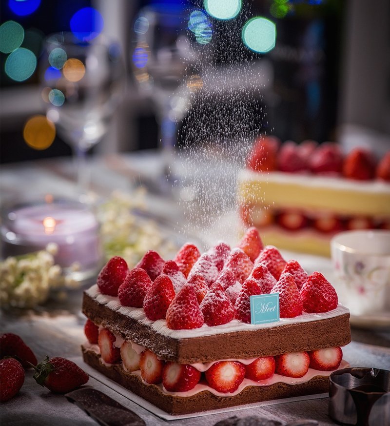 【御见】巧克力草莓多多蛋糕(方型) - 蛋糕/甜点 - 新鲜食材 粉红色