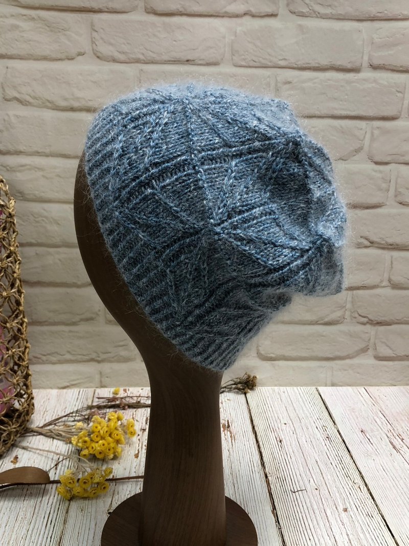 ChiChi手作-高质感毛线编织帽/羊毛帽/手工编织 - 帽子 - 羊毛 蓝色