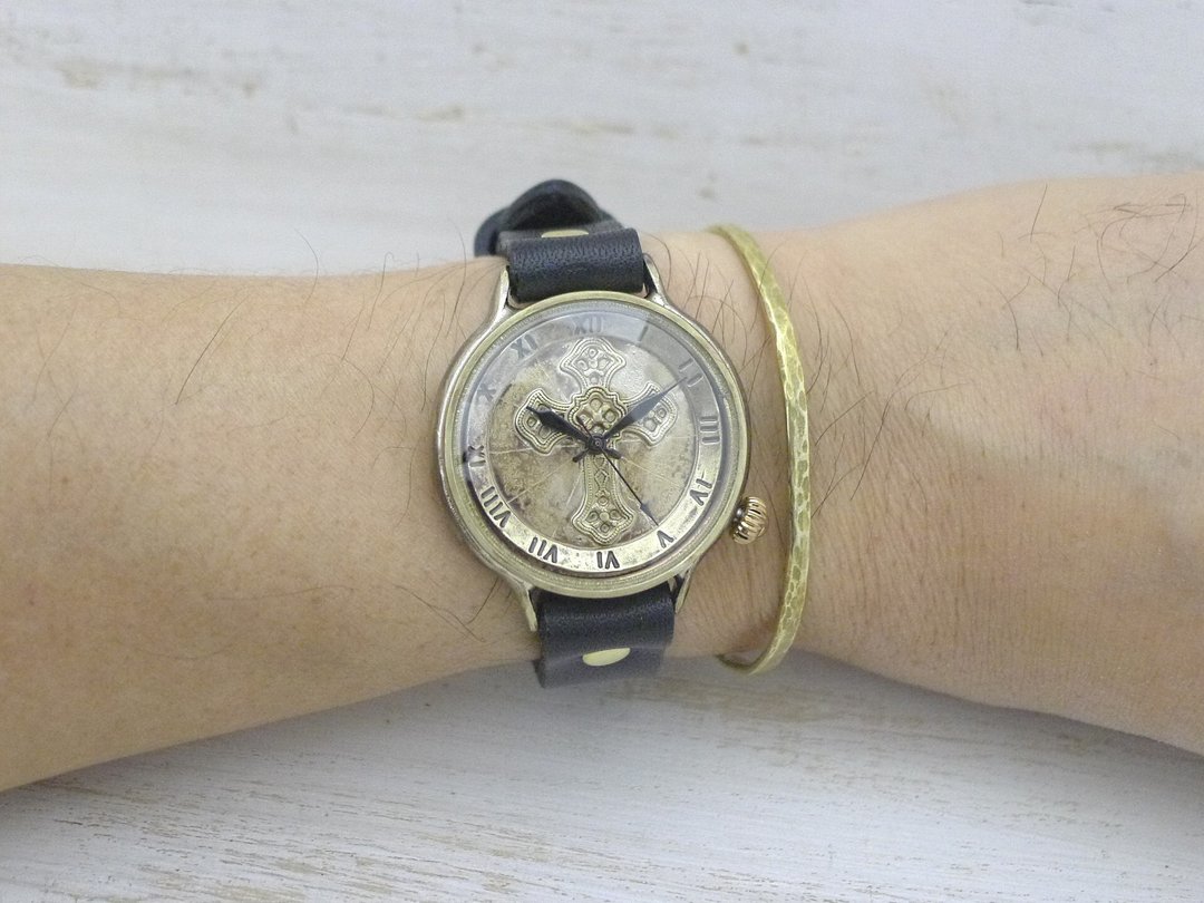 Cross Dial-JB1 36mm Brass (Brass) Cross Dial Roman numeral handmade watch JUM183 - 女表 - 铜/黄铜 金色