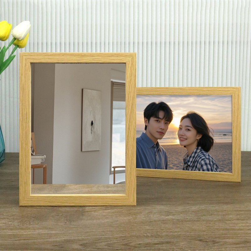 定制化 镜子灯光画照片 情侣/结婚/周年纪念礼物 小夜灯相框 - 灯具/灯饰 - 木头 