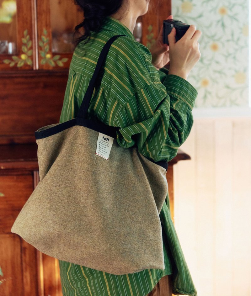 托特包 羊毛橄榄绿 - 手提包/手提袋 - 羊毛 卡其色
