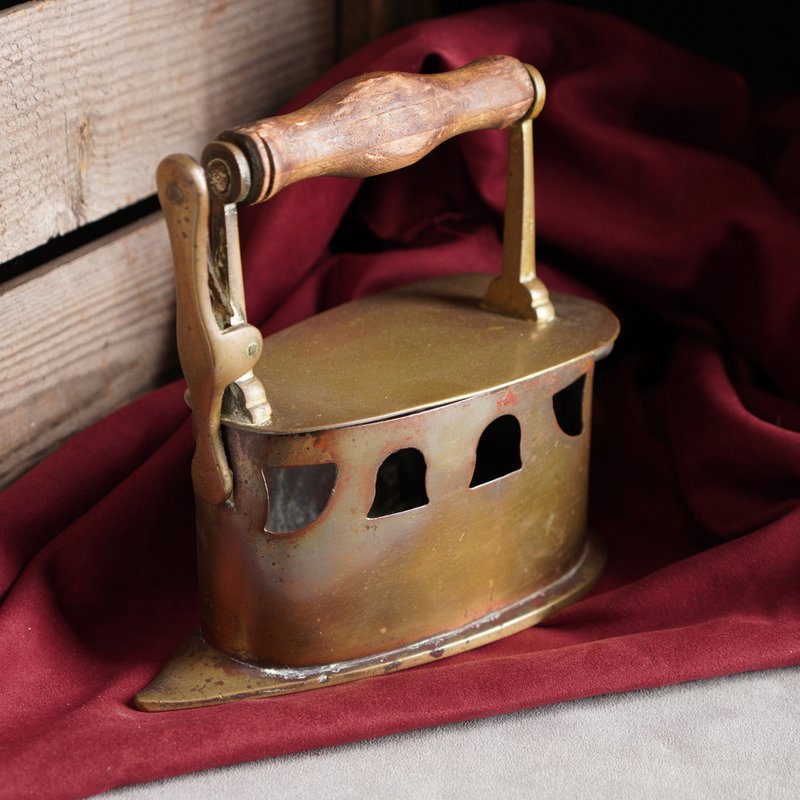 荷兰实木把手古董黄铜熨斗 - 摆饰 - 其他材质 金色