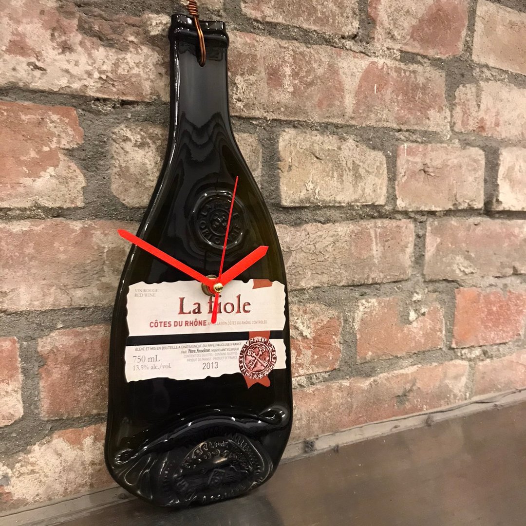 La fiole 2013法国教皇歪脖子 红酒瓶挂钟 - 时钟/闹钟 - 玻璃 红色