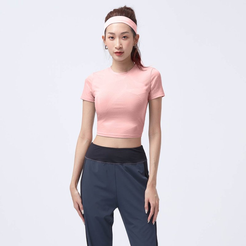 不可退换 /缇花合身上衣-玫瑰 - 女装 T 恤 - 聚酯纤维 粉红色
