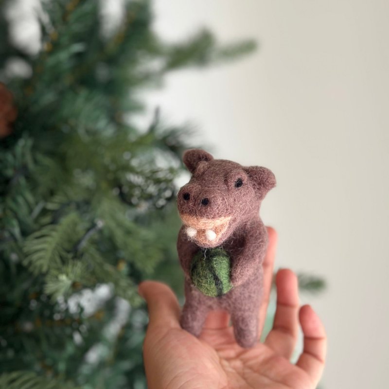 河马手指偶 河马吃西瓜 讲故事道具 羊毛毡指偶 - 玩具/玩偶 - 羊毛 