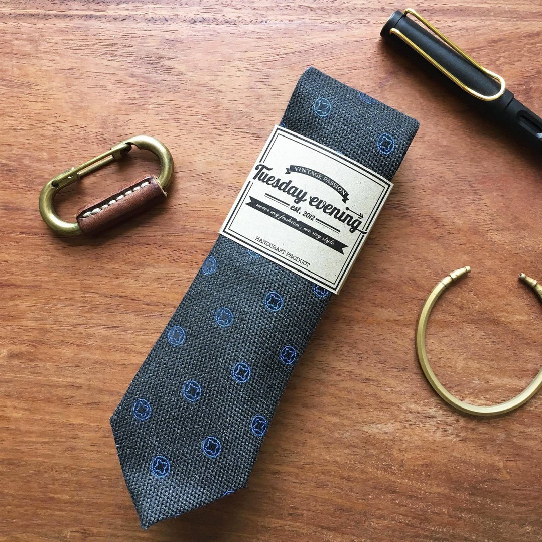 Star Iron Grey Neck Tie - 领带/领带夹 - 棉 灰色